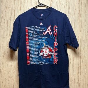 * Atlanta Braves x Majestic x Chipper Jones #10 navy graphic tee men’s large